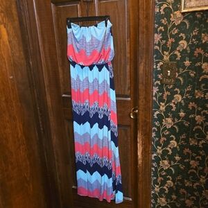 Multicolor Chevron Maxi Dress Sz M